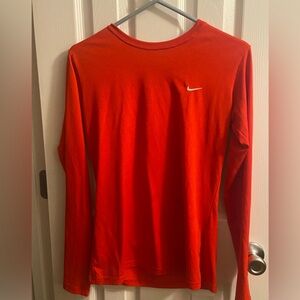 Red Nike dry fit long sleeved shirt, good condition, medium